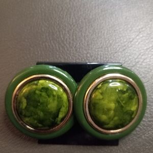 Vintage Green Clip-On Earrings